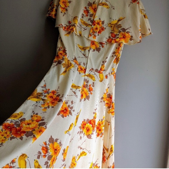 Vintage handmade 70's floral bird Maxi Dress - Picture 5 of 7